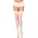 Leg Avenue Stay Up Sheer Thigh Hold Ups White UK 6 to 12