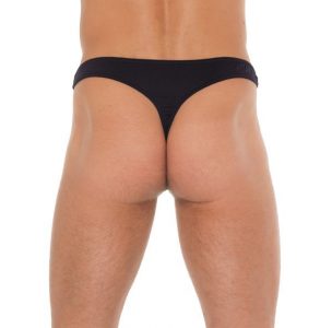 Mens Black GString With A Net Pouch - Image 2