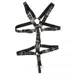 Zado Mens Leather Adjustable Harness With Cock Ring - Image 2