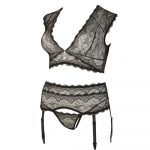 Cottelli Plus Size Bralette and String Set Black - Image 4