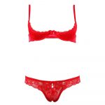 Cottelli Collection Red Lace Open Bra Set - Image 3