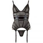 Black Powernet Suspender Basque With Matching GString - Image 3