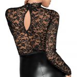 Noir Black Lace and Wet Look Pencil Dress - Image 4