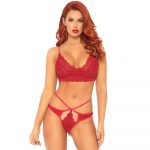 Leg Avenue Sweetheart Lace Bralette Set Red - Image 2