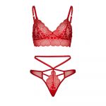 Leg Avenue Sweetheart Lace Bralette Set Red - Image 3