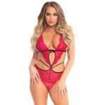 Leg Avenue Scalloped Teddy and Panty Set Pink - Image 3