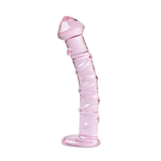 P02x1.jpg Textured Pink Glass Dildo - Image 1