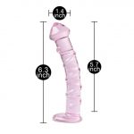 Textured Pink Glass Dildo - Image 4