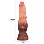Lovetoy 9.5 Inch Dual Layered Silicone Cock Flesh Brown - Image 2