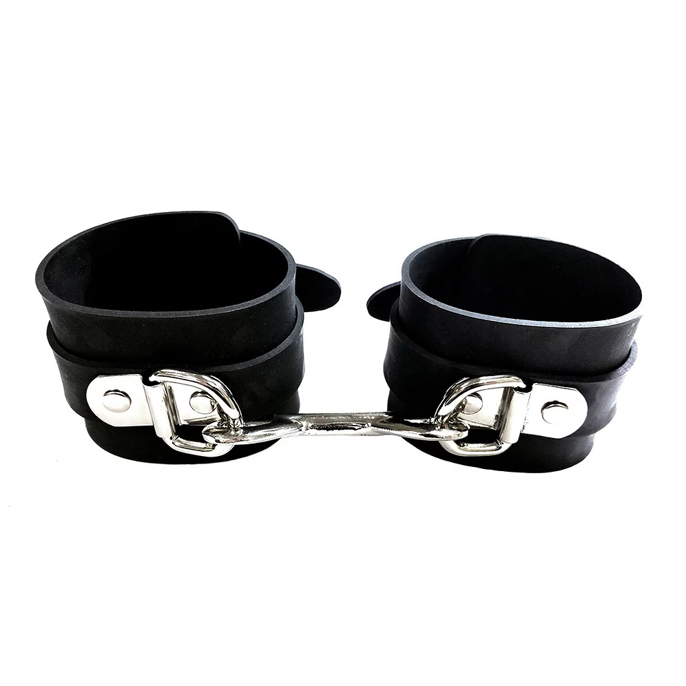RRC1154BKx1.jpg Rouge Garments Black Rubber Wrist Cuffs - Image 1
