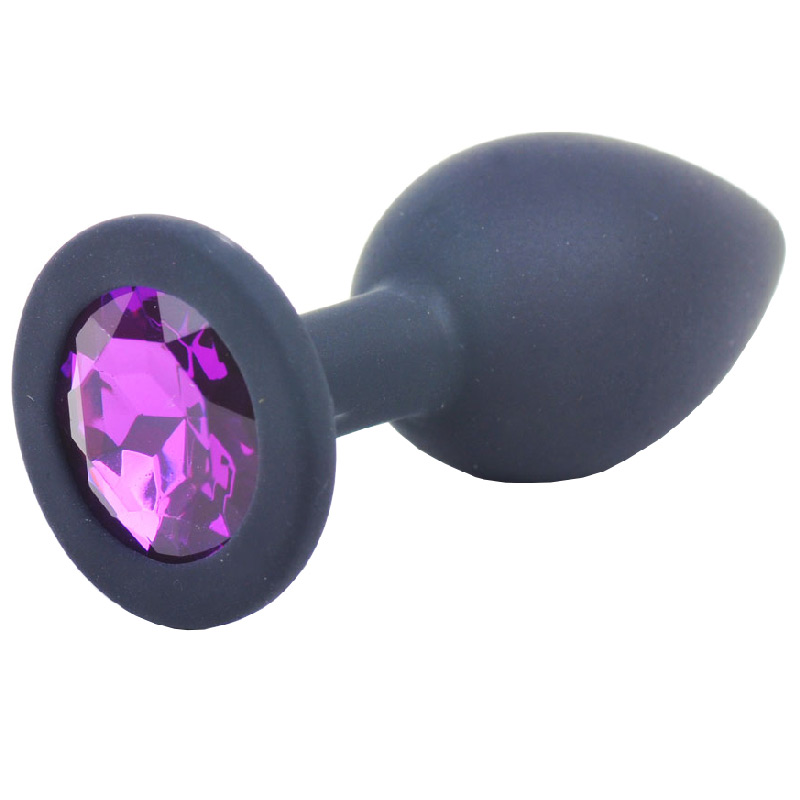 RY047Bx1.jpg Small Black Jewelled Silicone Butt Plug - Image 1