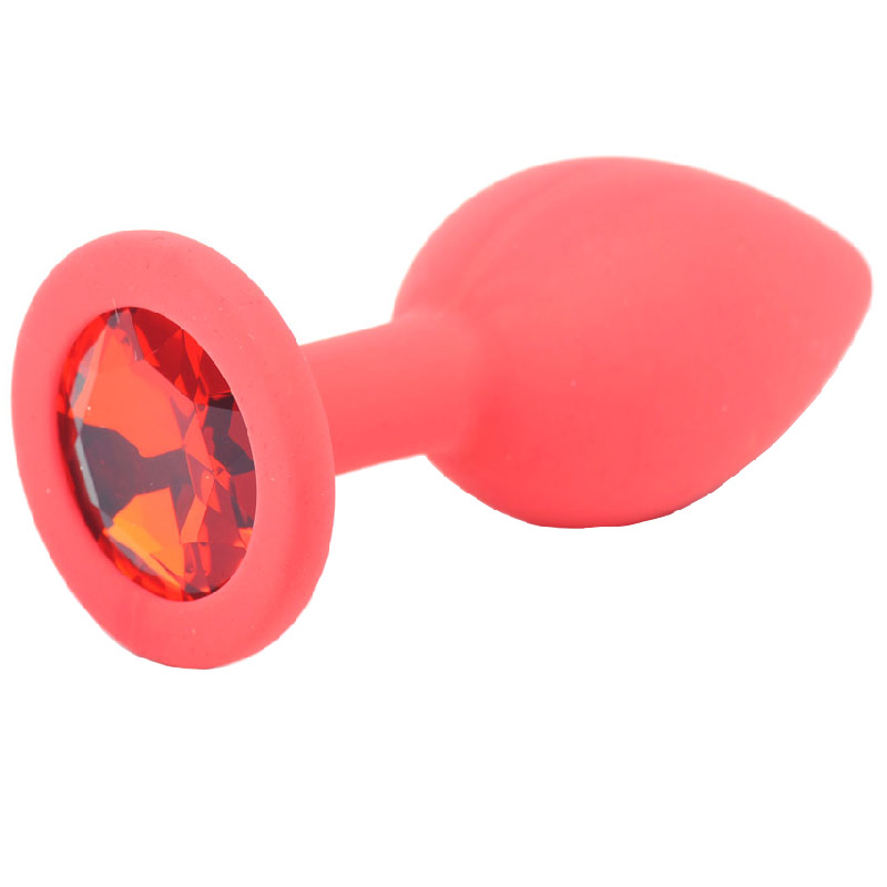 RY047Rx1.jpg Small Red Jewelled Silicone Butt Plug - Image 1