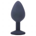 Medium Black Jewelled Silicone Butt Plug - Image 2