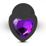 Small Heart Shaped Diamond Base Black Butt Plug - Image 2